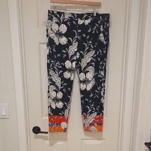 Zara Navy and White Floral Pants